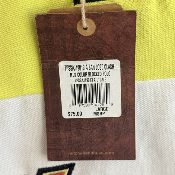 NWT Mitchell & Ness San Jose Clash Polo Shirt Men’s Sz Large Color Block Soccer - Picture 8 of 12